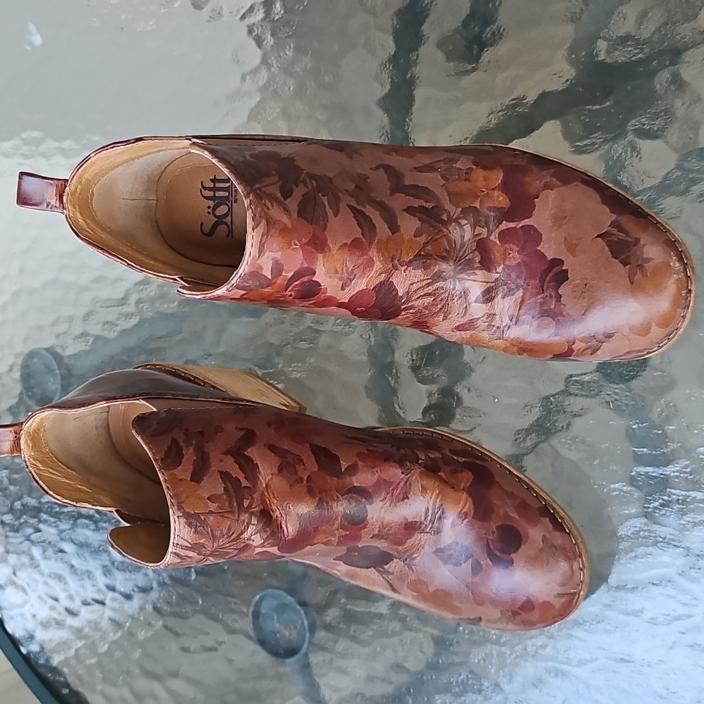 NWT SOFFT AISLEY BROWN FLORAL LEATHER BOOTS Sz 8.5 New - Picture 7 of 8